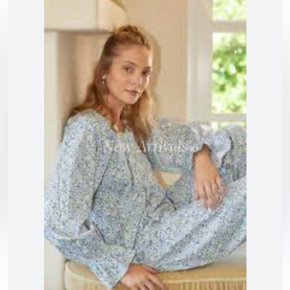 Piyama Floral Ruffle-Trim Women's Pajama Set - Light Blue - Picture 6 of 7